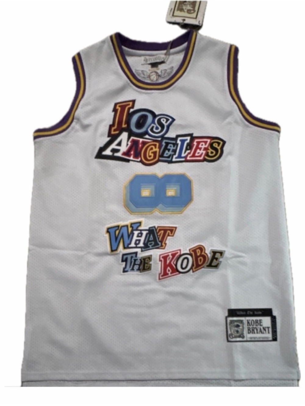 Men’s White Kobe “What The” Los Angeles Basketball Jersey Top